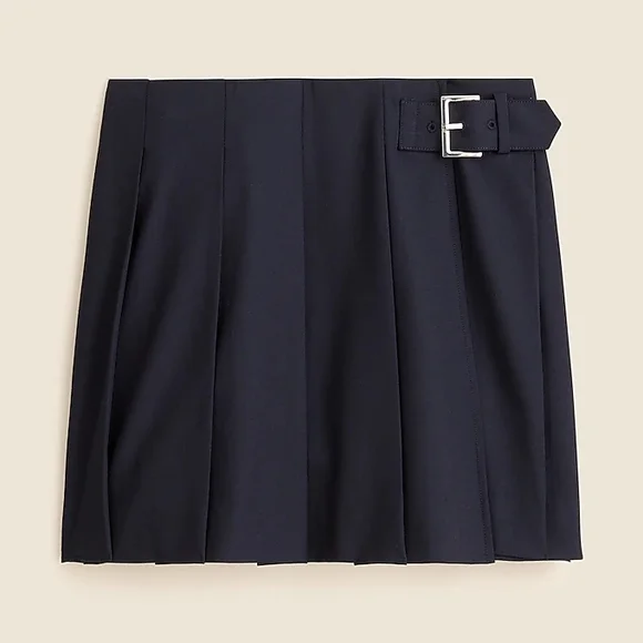 J. Crew Navy Pleated Mini Skirt With Buckle 14 - Picture 4 of 8
